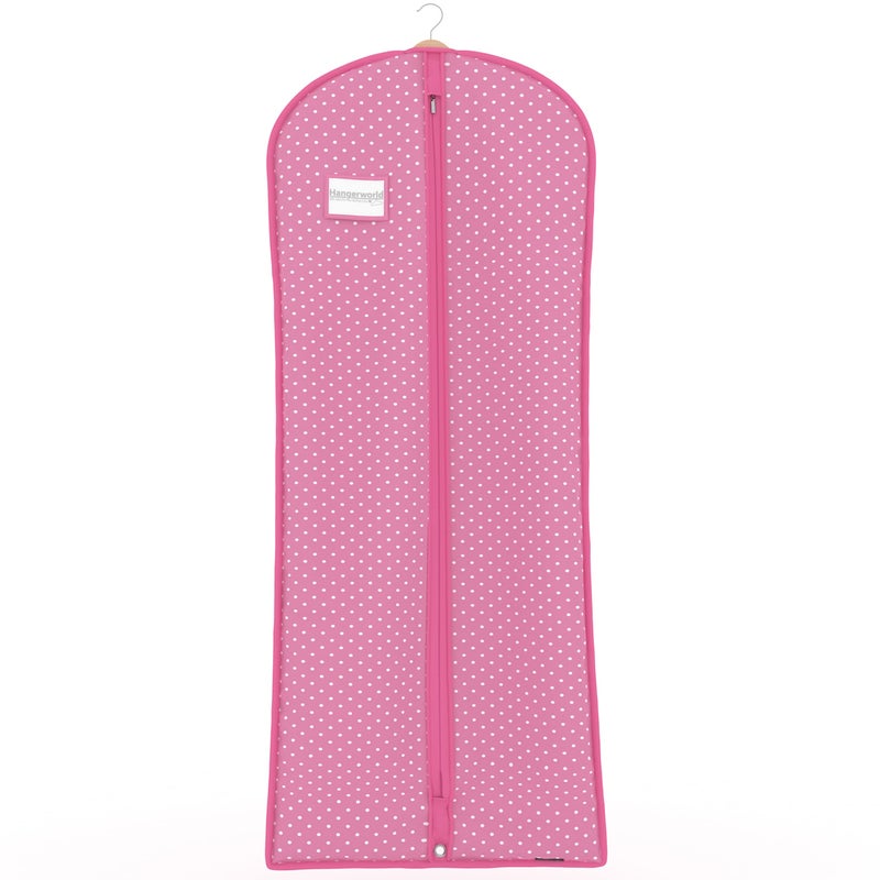 Hangerworld Breathable Clothes Cover 152 cm Pink/White Polka Dot Clothes Cover - Image 1